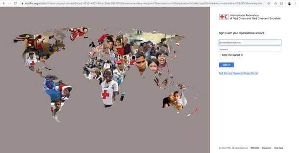 Official login page for employees of the International Federation of Red Cross and Red Crescent Societies.