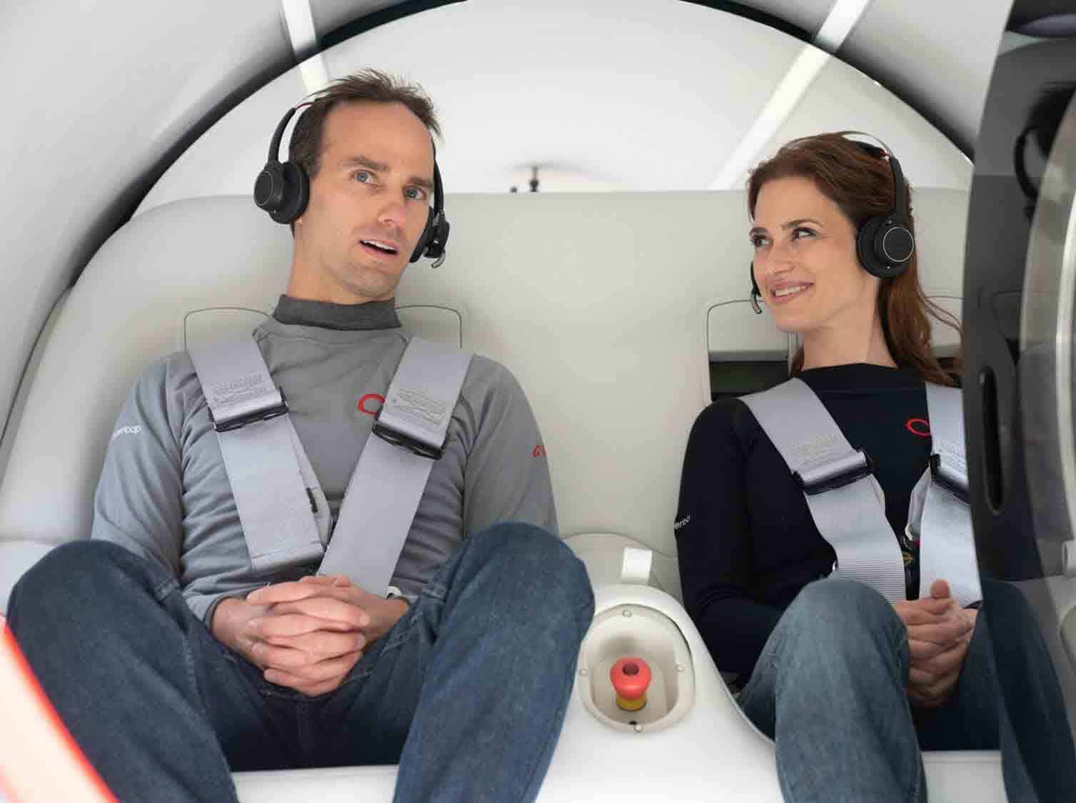 Josh Giegel, Co-Founder and Chief Technology Officer, and Sara Luchian, Director of Passenger Experience, were the first people in the world to ride on this new form of transportation.